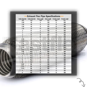 exhaust flex pipe sizes